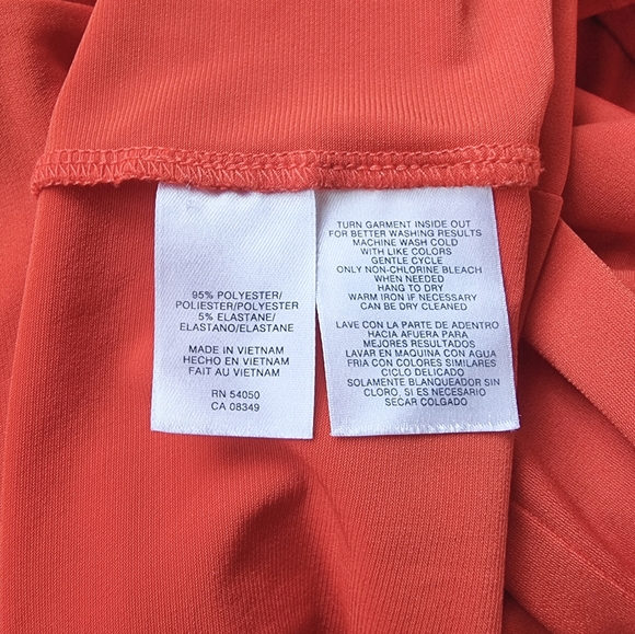 Jones New York Signature Orange 3/4 Length Sleeves Flowy Top - Picture 6 of 8